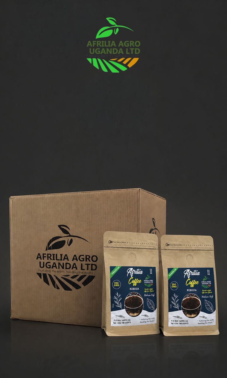 Roasted coffee beans in packaging